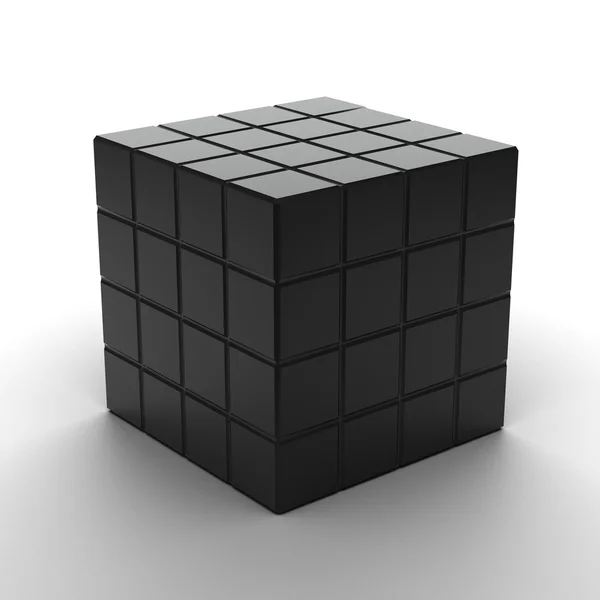 Ilustração de montagem de cubo preto a partir de blocos — Fotografia de Stock
