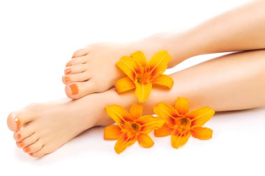 Rahatlatıcı pedikür turuncu lily çiçek