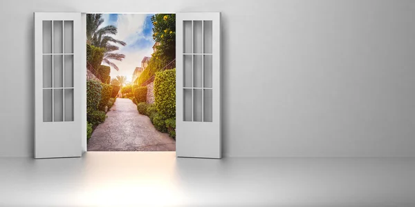 3D-kamer met geopende deur — Stockfoto