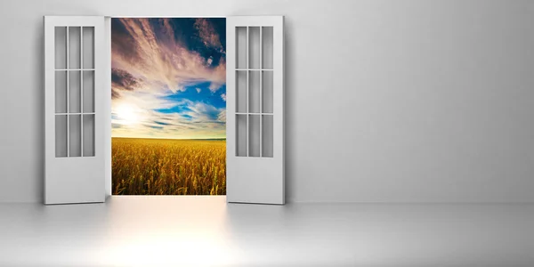 3D-kamer met geopende deur — Stockfoto