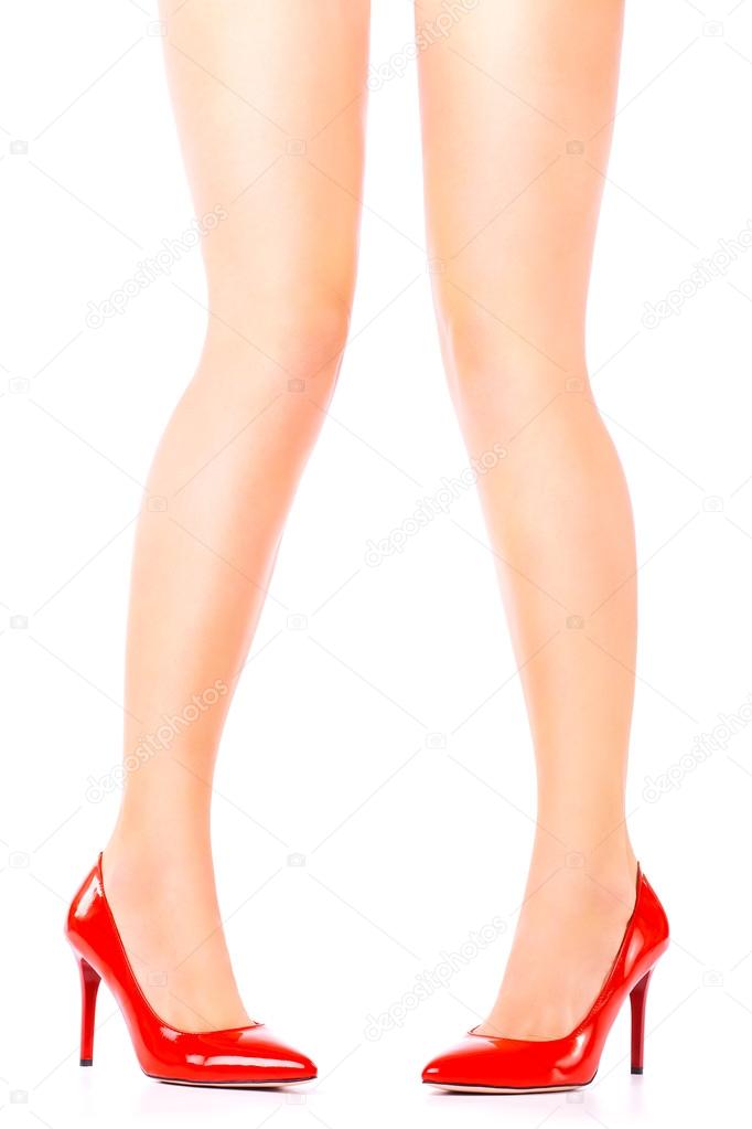 Sexy Legs In Red High Heels On White Background Stock Photo Sexy Legs In Red High Heels On White Background Stock Photo