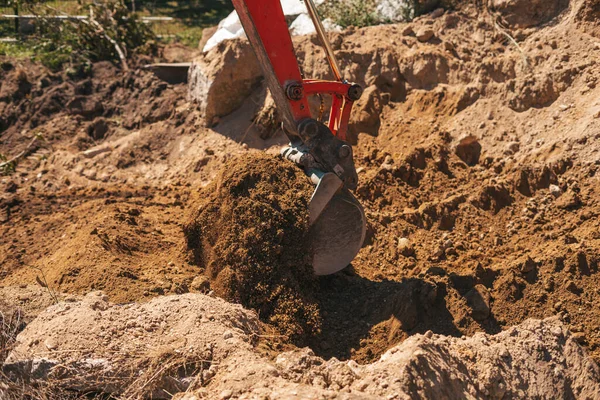 Escavadeira Escavação Sujeira Canteiro Obras — Fotografia de Stock