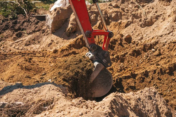 Escavadeira Escavação Sujeira Canteiro Obras — Fotografia de Stock