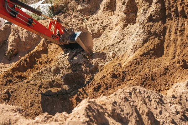 Escavadeira Escavação Sujeira Canteiro Obras — Fotografia de Stock