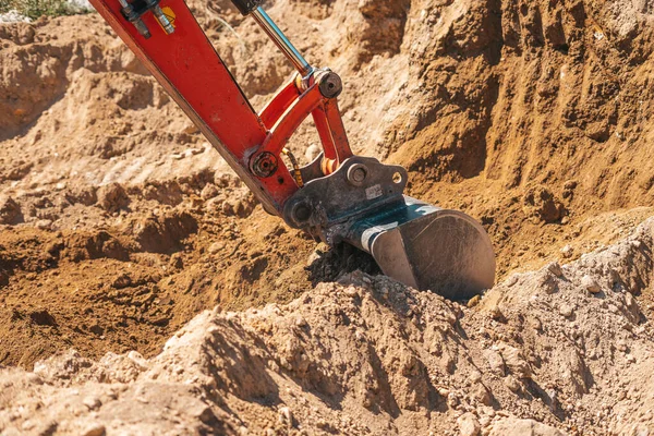 Escavadeira Escavação Sujeira Canteiro Obras — Fotografia de Stock