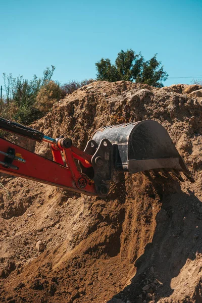 Escavadeira Escavação Sujeira Canteiro Obras — Fotografia de Stock