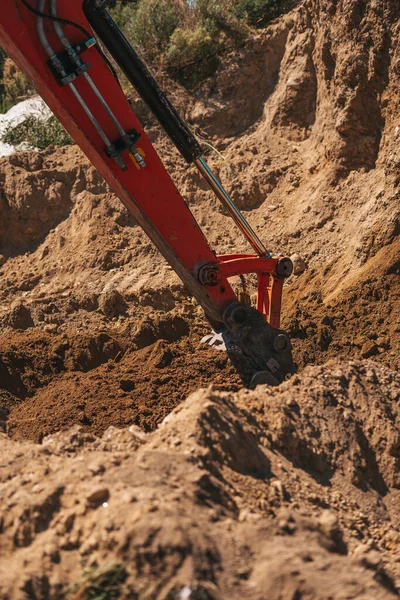 Pala Excavadora Excavando Suciedad Sitio Construcción — Foto de Stock