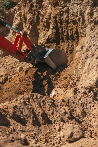 Excavator Shovel Digging Dirt Construction Site — Stock Photo, Image