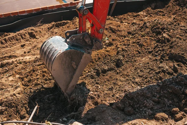 Excavator Shovel Digging Dirt Construction Site — Stock Photo, Image