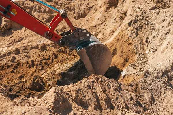 Escavadeira Escavação Sujeira Canteiro Obras — Fotografia de Stock