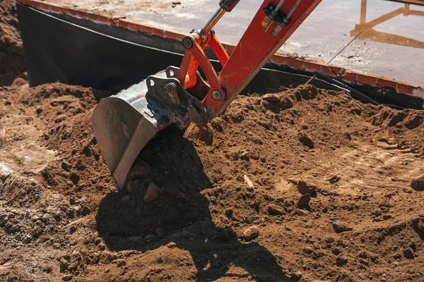 Excavator Shovel Digging Dirt Construction Site — Stock Photo, Image