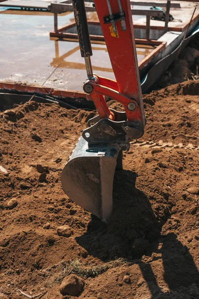 Escavadeira Escavação Sujeira Canteiro Obras — Fotografia de Stock