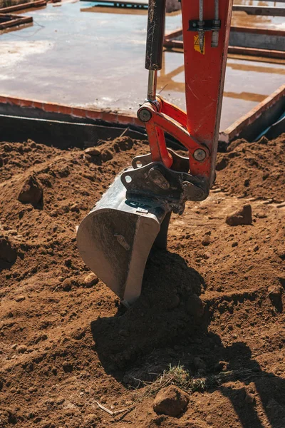 Escavadeira Escavação Sujeira Canteiro Obras — Fotografia de Stock