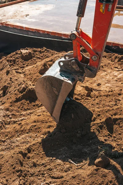 Escavadeira Escavação Sujeira Canteiro Obras — Fotografia de Stock