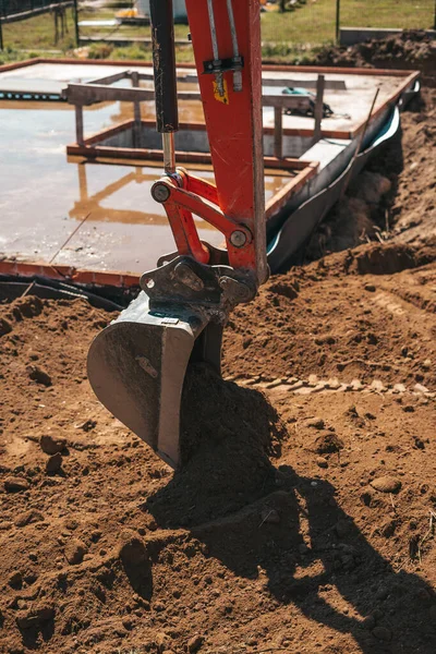 Escavadeira Escavação Sujeira Canteiro Obras — Fotografia de Stock