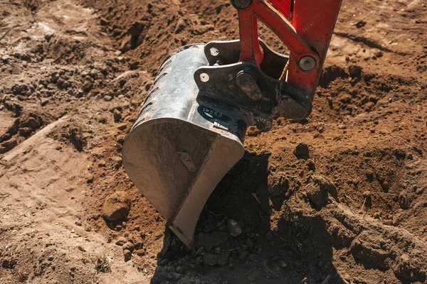 Escavadeira Escavação Sujeira Canteiro Obras — Fotografia de Stock