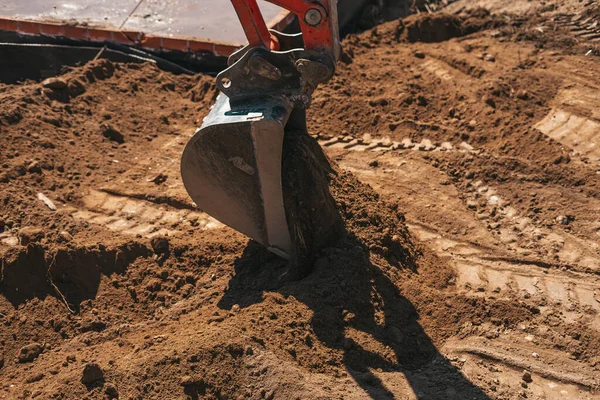 Escavadeira Escavação Sujeira Canteiro Obras — Fotografia de Stock