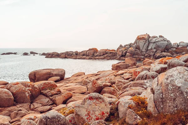 Paesaggio Una Costa Mediterranea Con Rocce Granitiche — Foto Stock