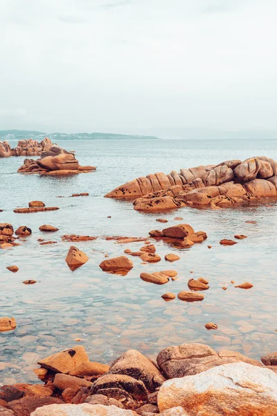 Paesaggio Una Costa Mediterranea Con Rocce Granitiche — Foto Stock