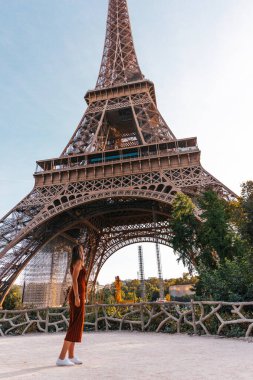 Paris, Fransa 'da Eyfel Kulesi' ni düşünen bir kadın.