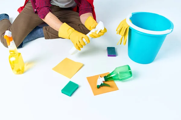 Lavori domestici stile di vita stanza interno pulizia professionale stile di vita faccende — Foto Stock