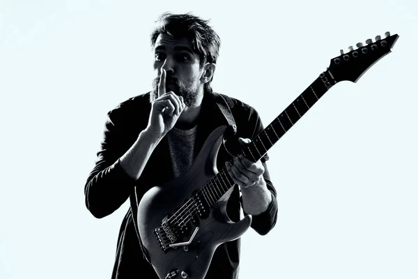일렉트릭 기타 연예 음악을 연주하는 음악가 기타 연주자 — 스톡 사진