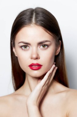 Çekici kadın spa tedavileri ruj yakın çekim cilt bakımı