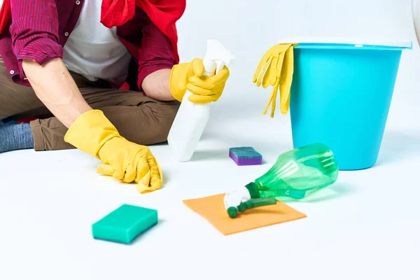 Artículos para el hogar estilo de vida habitación interior limpieza profesional — Foto de Stock