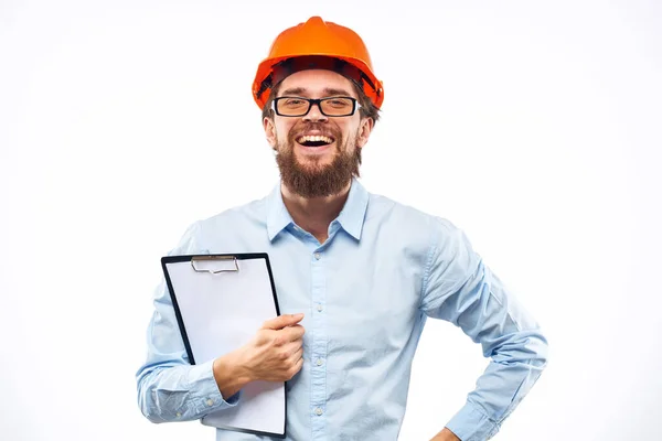Working man with documents engineer industry construction professionals — Stock Photo, Image
