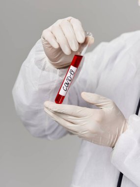 Laboratuvar tanılama tedavisi araştırması covid 19 gri arkaplan