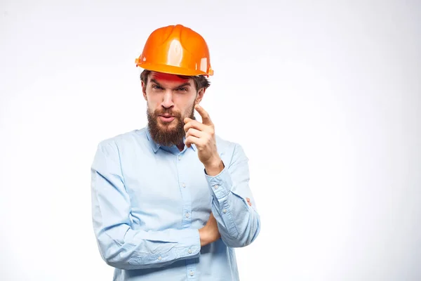 Homem alegre no uniforme da indústria de trabalho Gerente de emprego profissional — Fotografia de Stock