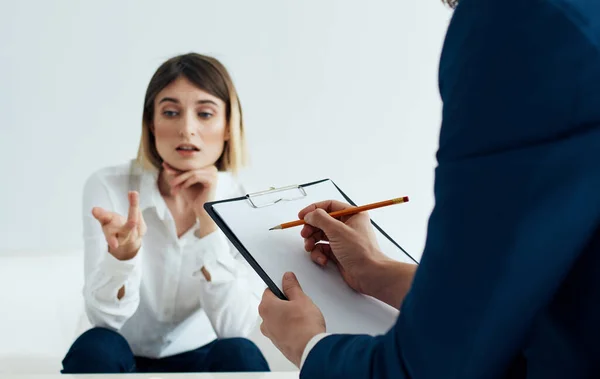 Contratación entrevista comunicación profesionales oficina Trabajo colegas — Foto de Stock