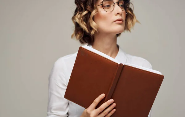 Business woman in white shirt office manager documents — Stock Photo, Image