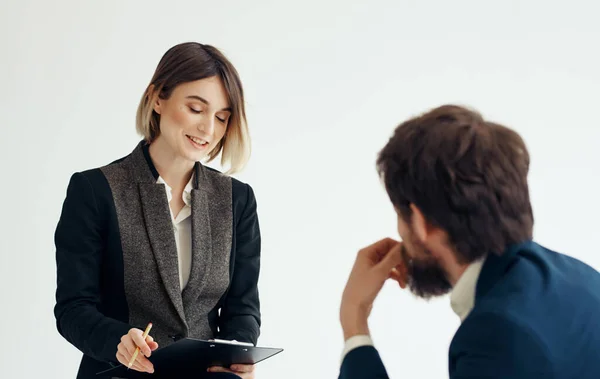 Trabajo colegas oficina funcionarios trabajo comunicación trabajo finanzas —  Fotos de Stock