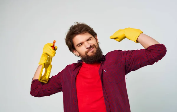 Trabajo de detergente más limpio es similar al estilo de vida profesional interior — Foto de Stock