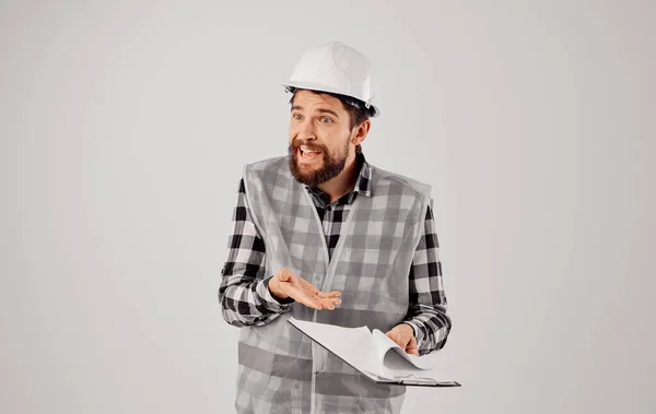 Business man Builders uniforma bílá hard hat inženýr Foreman Professional — Stock fotografie