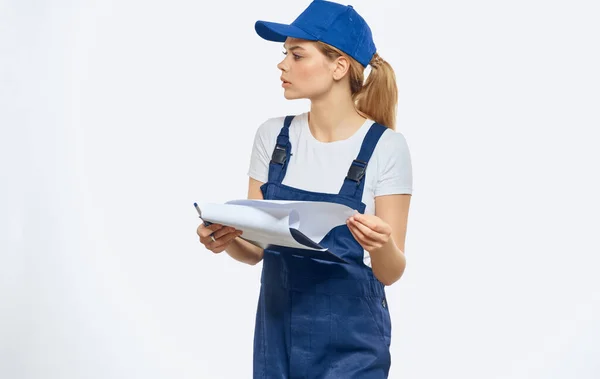 Woman courier delivery work service work transport — Stock Photo, Image