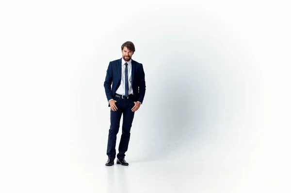 Man in suit with tie self-confidence official isolated background — Stock Photo, Image