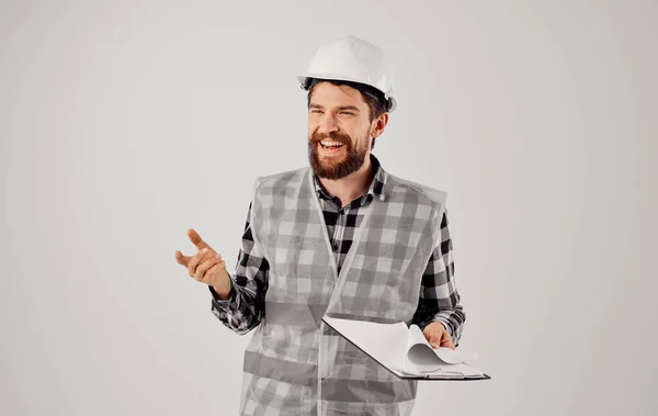 Zakenman Bouwers uniform wit hard hoed ingenieur voorman Professional — Stockfoto