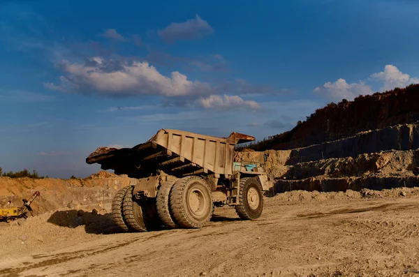 truck bulldozer sand construction work outdoors blue sky summer