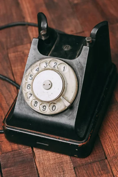 retro telephone old technology communication antique wood background
