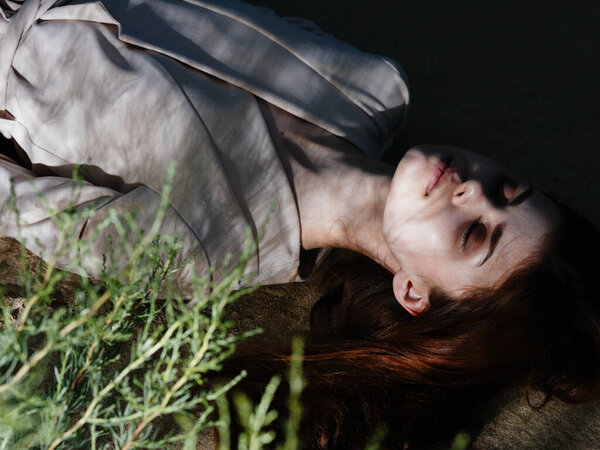 Beautiful woman nature fresh air vacation sun tropics