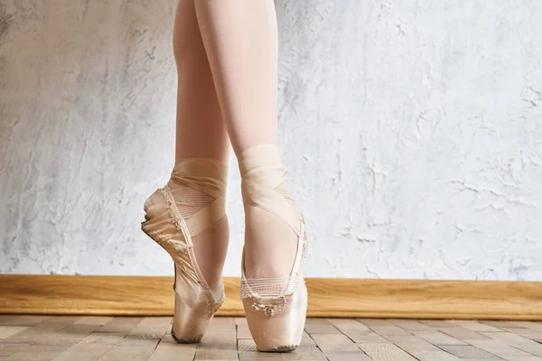 Legs ballerina pointe shoes exercise silhouette performance — Stock Photo, Image