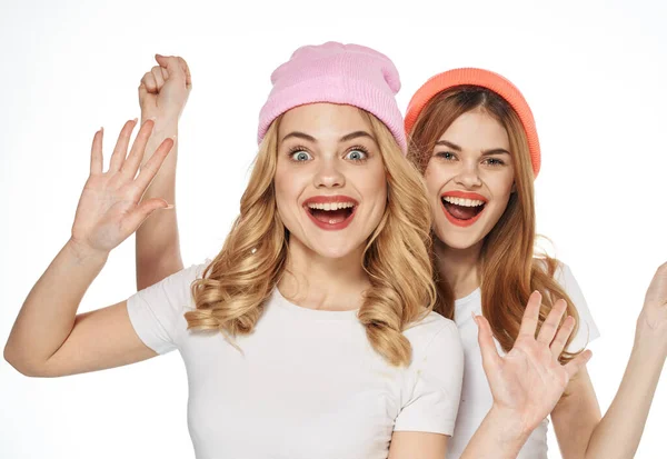 Sisters joy emotions lifestyle fun cropped view fashion communication — Stock Photo, Image