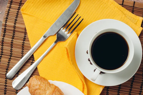 fresh croissants on the table breakfast food ration morning