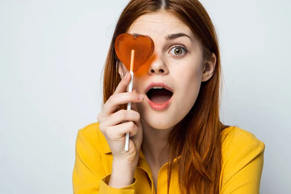 Emotional woman holding readiness near face close-up — Stock Photo, Image