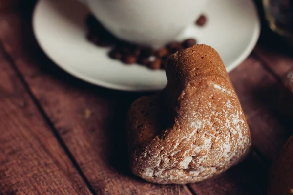 Süße Plätzchen Lebkuchen Kaffee Frühstück Desserts Genuss — Stockfoto