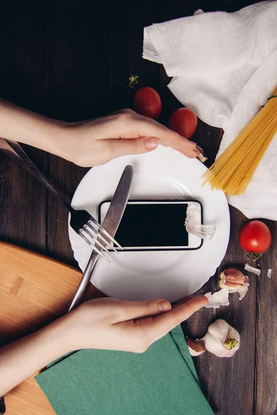 Table setting food preparation ingredients for italian pasta — Stock Photo, Image