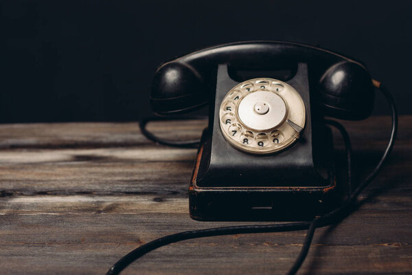 black retro telephone technology communication classic style
