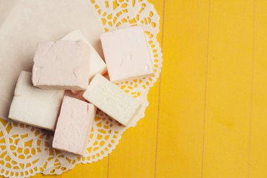 Beyaz marmelat tatlıları tatlı şekerlemeleri yakın plan eğlence